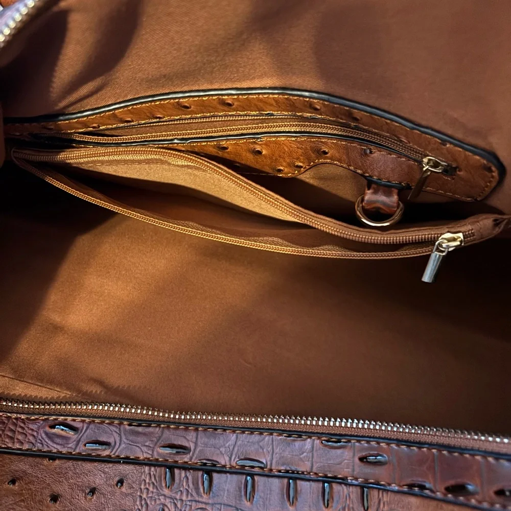 Vegan Ostrich Leather 2 in 1 Duffle Bag
